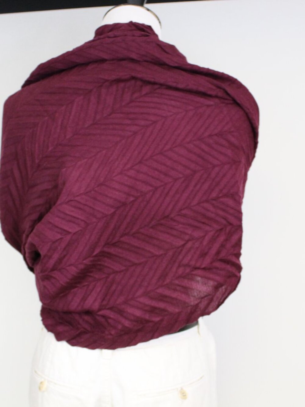 100% Cashmere Wrap Shawl Maroon Lightweight Evening‎ Wedding Fringe - Picture 4 of 11